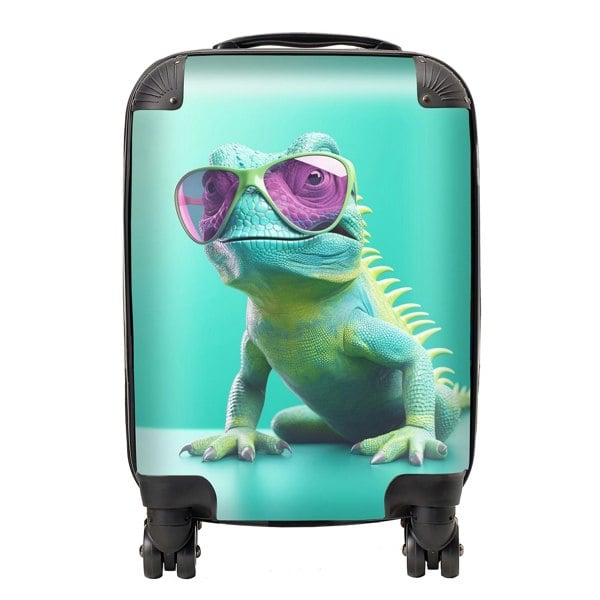 Warren Reed Happy Splashart Iguana Wearing Glasses Suitcase