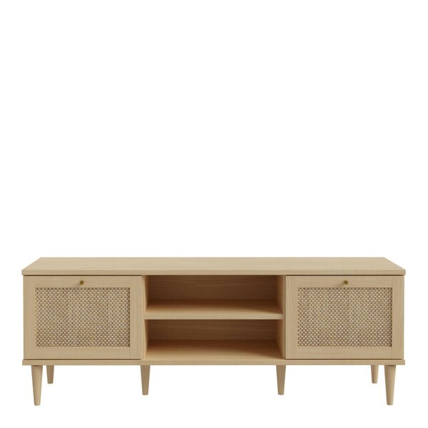 Wyld Haus Mallowmoss Rattan and Wood 2 Door 1 Shelf TV Unit