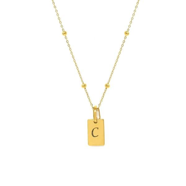 Say It With Rectangle Pendant Necklace - Yellow Gold