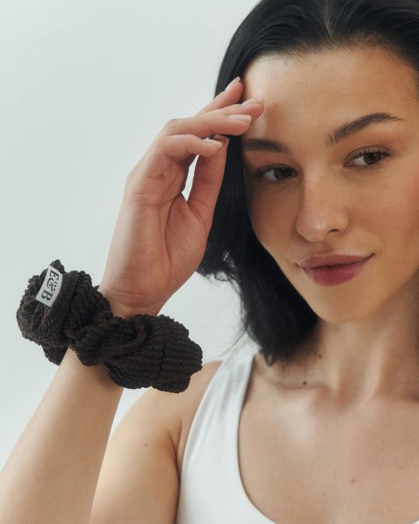 Elk & Bloom Soft 100% Cotton Brown Chunky Hair Scrunchie