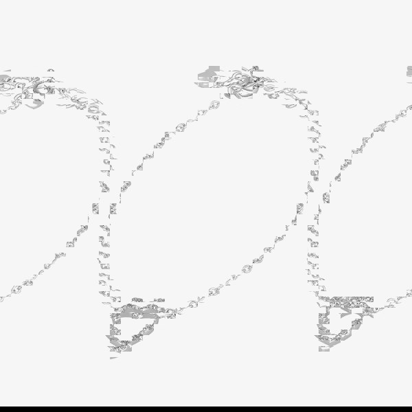 T. H. Baker Sterling Silver Pavé Heart Frame Bracelet Bracelet P7683B 3A 18CM