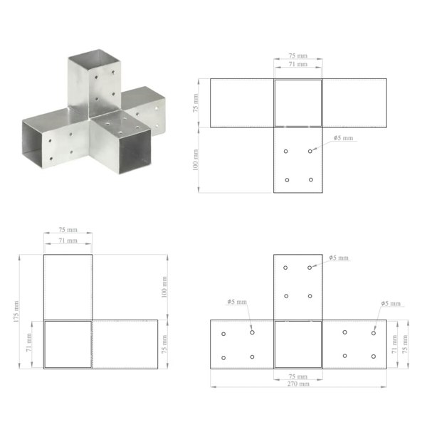 Berkfield Post Connector X Shape Galvanised Metal 71x71 mm