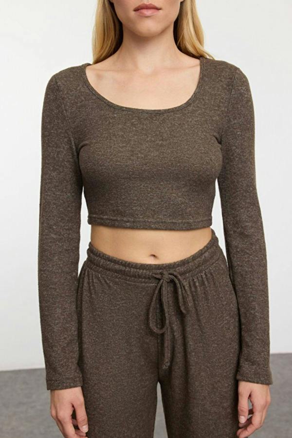 WOVCOR 2-Piece Soft Crop Top & Wide Leg Knit Set