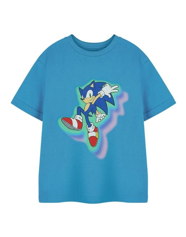 Sonic the Hedgehog Boys Blue Glow Trio Short Sleeved T-Shirt