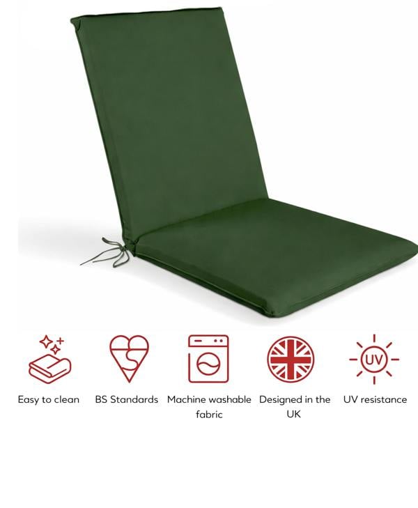 SP Range Low Back Recliner Pad Garden Cushion Green The Garden Furniture Shop