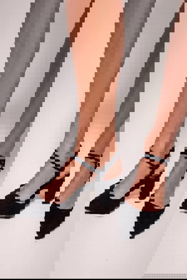 Pointed Slingback Block Heels - Black SH05