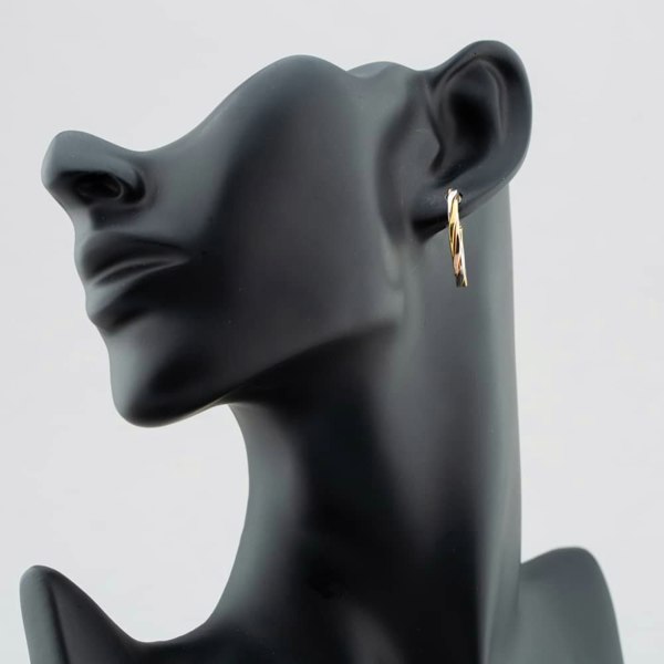 T. H. Baker 9ct Three Colour Gold 20mm Twisted Hoop Earrings ER526