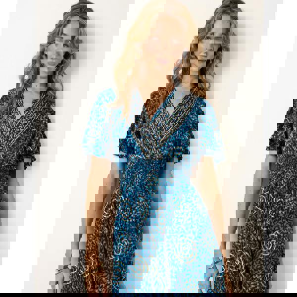 Blue Vanilla Wrap Over Tie Back Maxi Dress