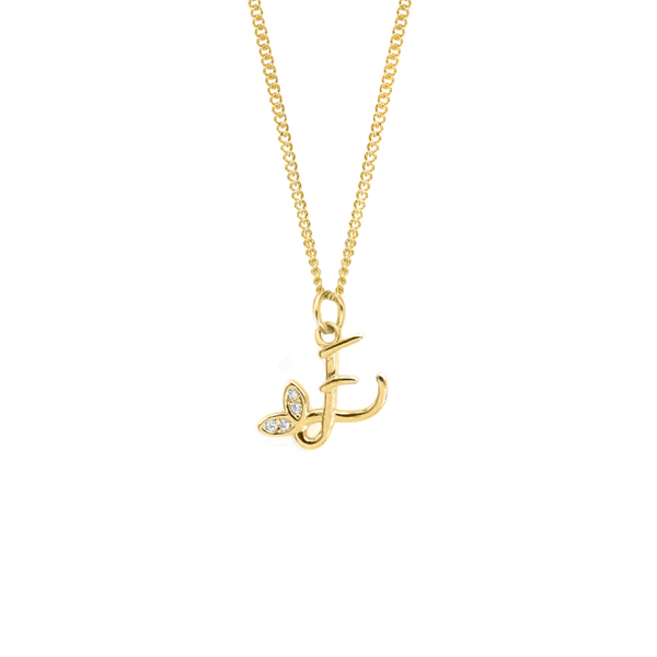 Say It With Dainty Winged Initial Charm Necklace - Sterling Silver