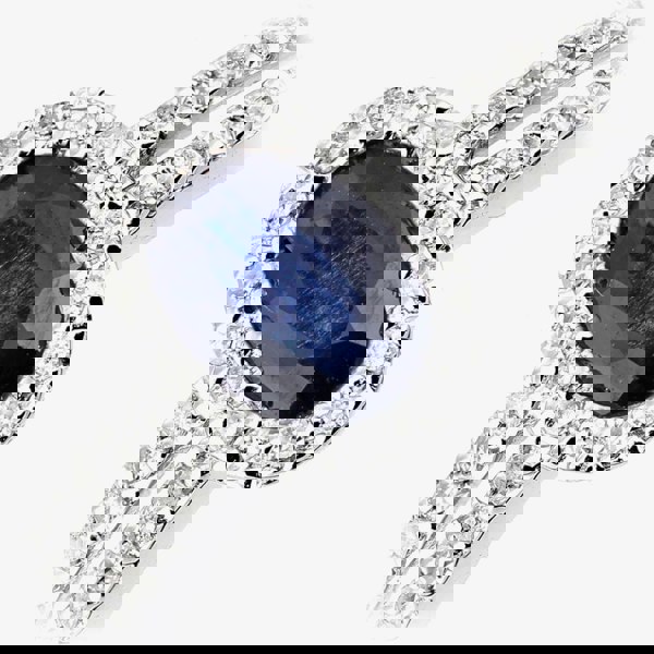 T. H. Baker 18ct White Gold Oval Sapphire & 0.20ct Diamond Halo Ring DR1615W18SA