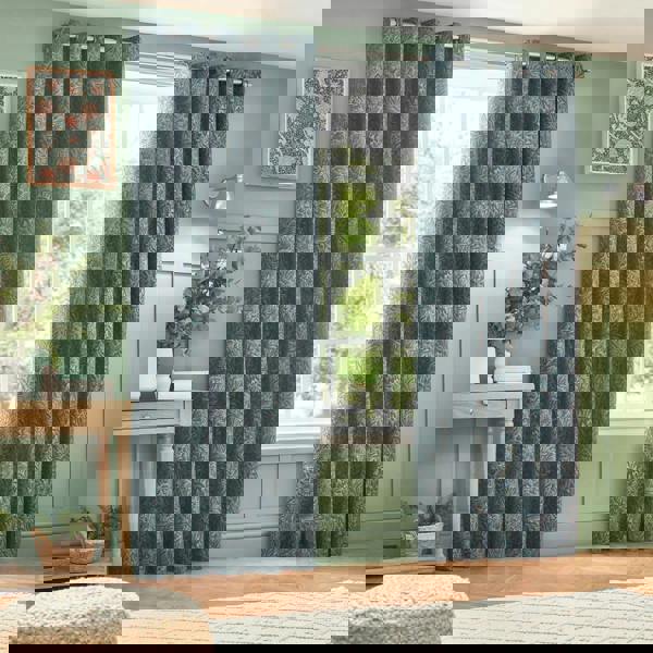 Wylder Nature Grantley Jacquard Eyelet Curtains - Wedgewood