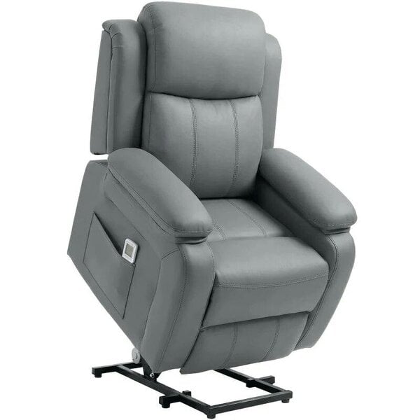 Riser and Recliner Chair with Massage, PU Leather Power Electric Lift Chair for Elderly with High Back, Grey