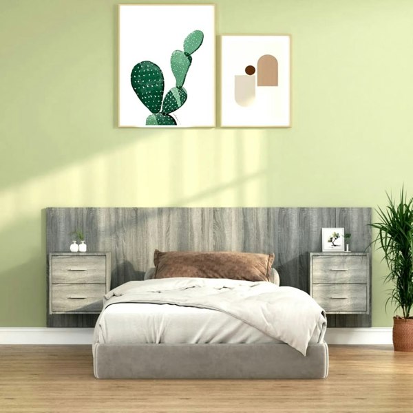 Berkfield Bed Headboard with Cabinets Grey Sonoma Engineered Wood