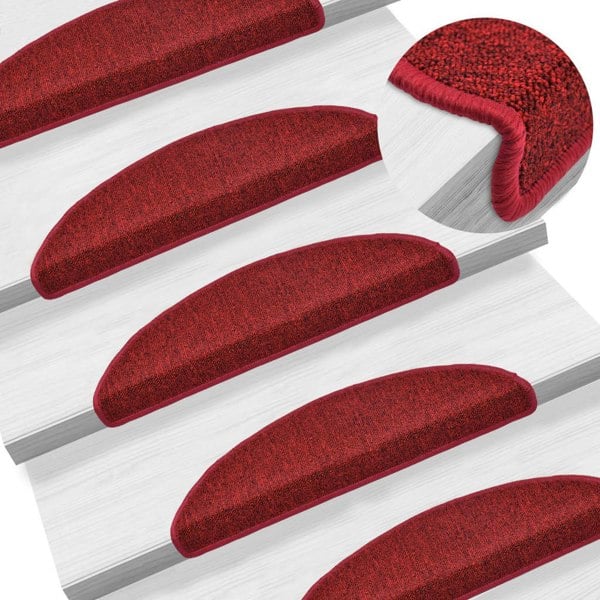 Berkfield Stair Mats 10 pcs 56x17x3 cm Bordeaux Red