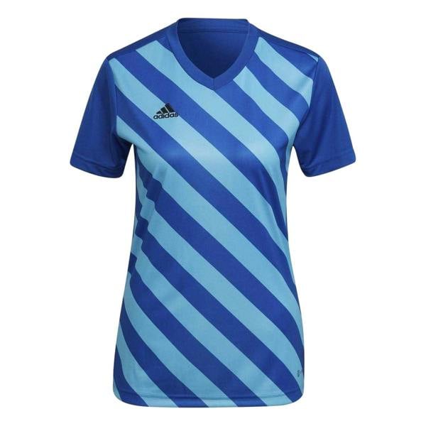 Adidas Womens/Ladies Contrast Striped V Neck Regular T-Shirt - Royal Blue - 