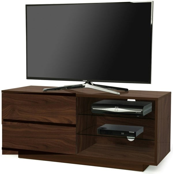 Centurion Supports Gallus Premium Walnut with 2-Walnut Drawers and 3-Shelves 32"-55" LED/OLED/LCD TV Cabinet