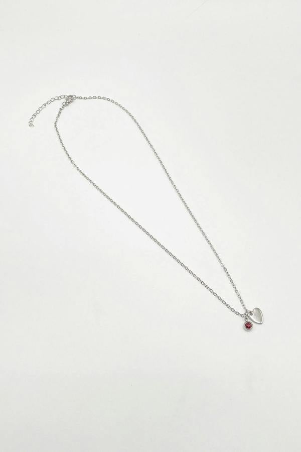 SVNX Mini Heart & Janurary Birthstone Necklace in Silver - Gift Boxed