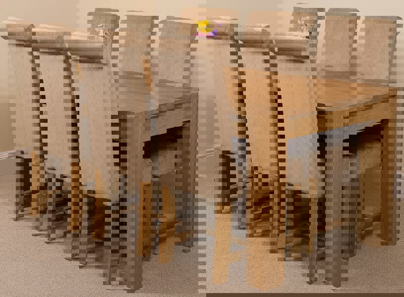 That's Furniture Kuba Large Oak Dining Table with Washington Fabric Chairs