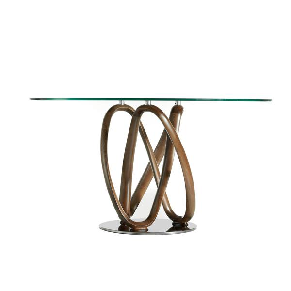 Angel Cerdá Round tempered glass and walnut dining table 1021
