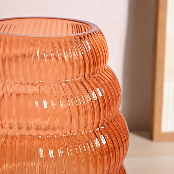 Hestia Brown Ribbed Glass Cone Vase