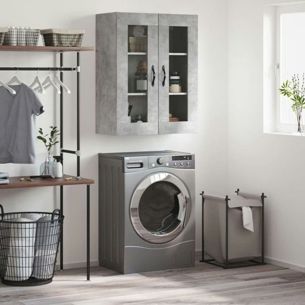 Berkfield Wall Mounted Cabinet Concrete Grey 69.5x34x90 cm Engineered Wood