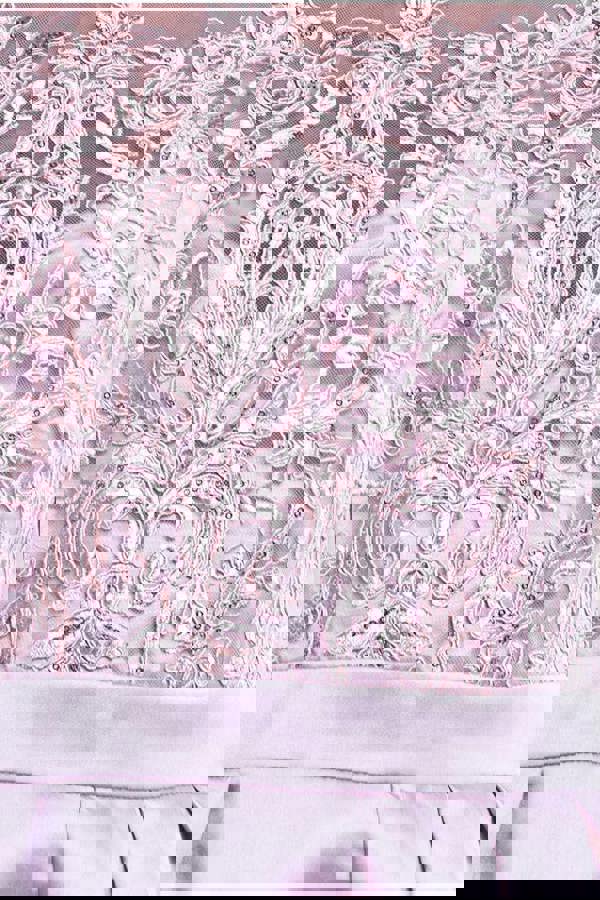 Sequin & Satin Dipped Hem Midi Dress - Blush DR3621