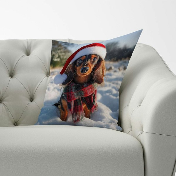 Warren Reed Christmas Dachshund Cushion