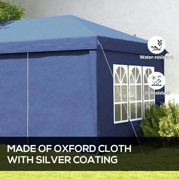 3x6m Pop-Up Gazebo, with Curtain Walls and Windows, Blue