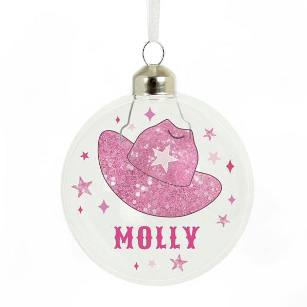 Personalised Memento Company Personalised Cowgirl Hat Christmas Bauble