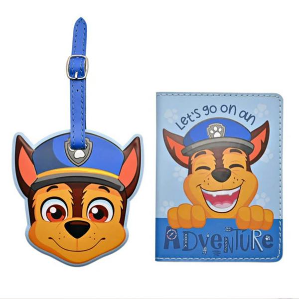 Widdop & Co Paw Patrol Chase PU Leather Passport and Luggage Tag Blue
