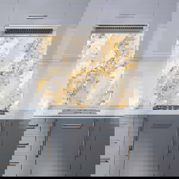 Warren Reed - Designer Gold And White Quartz Effect Kitchen Splashback