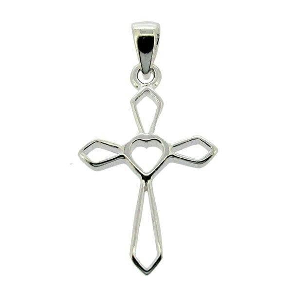 Christopher James of London Sterling Silver Heart Centred Cross Pendant