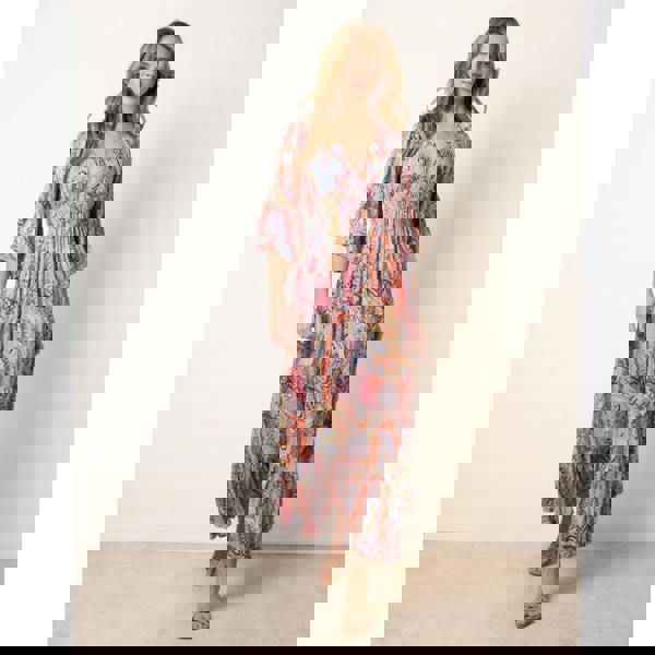 Blue Vanilla Paisley Print V Neck Maxi Dress