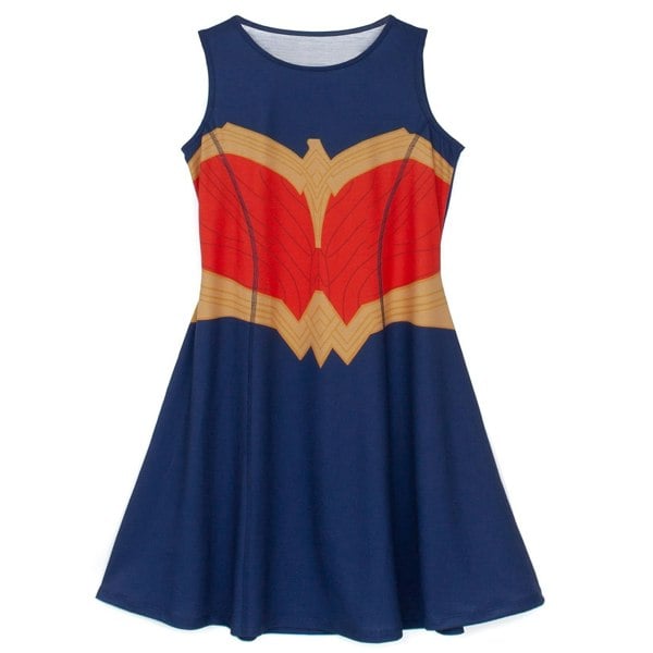 Wonder Woman Girls Skater Costume Dress - Blue/Red