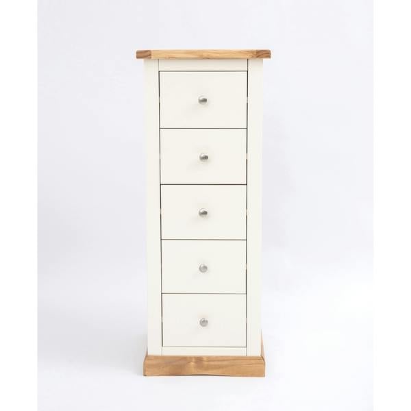 Trevi 5 Drawer Narrow Chest of Drawers Chrome Knob