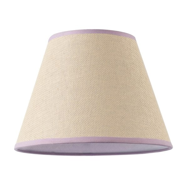 Traditional Rattan Tweed Lamp Shade with Lilac Cotton Fabric Trims Image 1