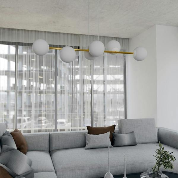 Emibig GRAVITY Pendant lamp 6 x E14 White, Gold with White Shade