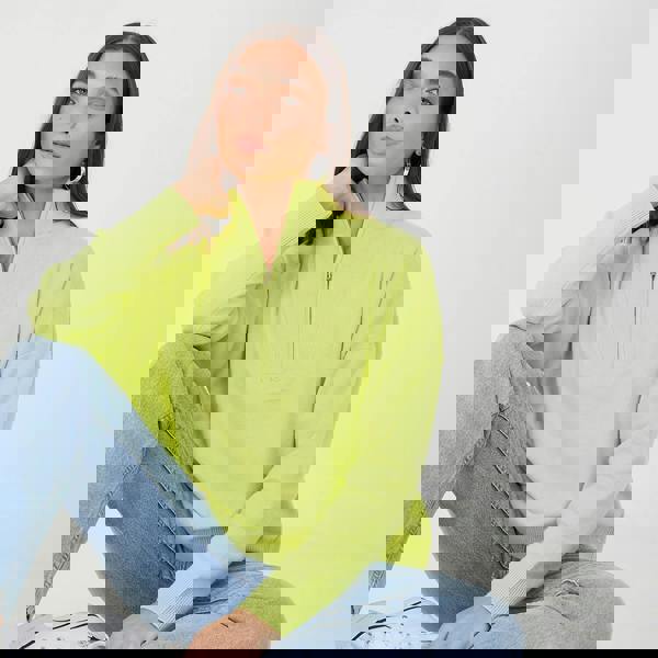 Brave Soul Lime 1/2 Zip Knitted Jumper - Lime Image 1