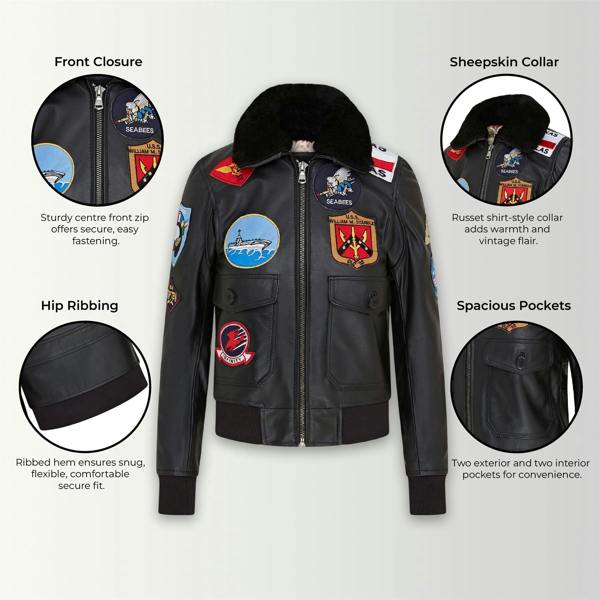 Infinity Leather Mens Top Gun A2 Leather Bomber Jacket-San Diego