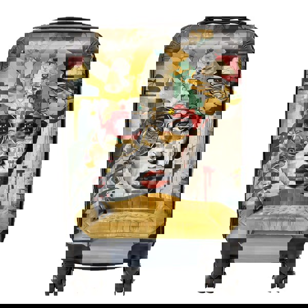 Warren Reed Abstract Face Behind Sofa Suitcase