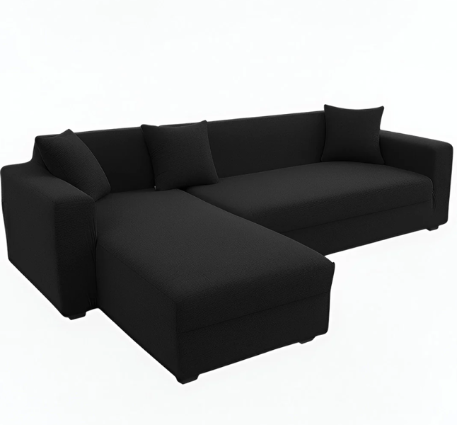 Anyseat 4 Seater Sofa Cover Plain Black Style and Protection For Living Room Sofa Chair Elastic Stretchable Slipcover