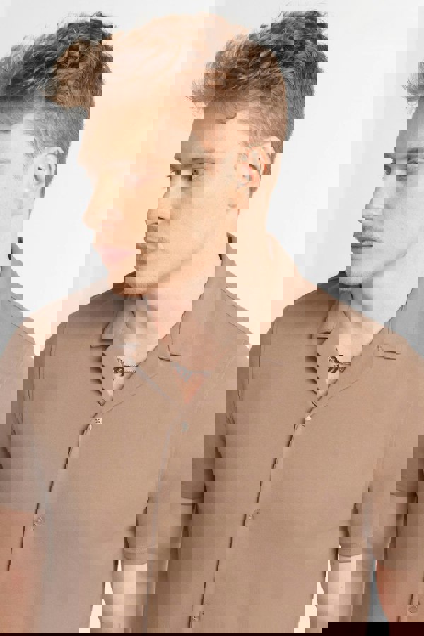 ENORSIA Mens Revere Collar Short Sleeve Jersey Shirt