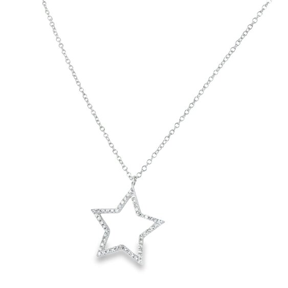 Reeves & Reeves 14k White Gold and Diamond Star Necklace