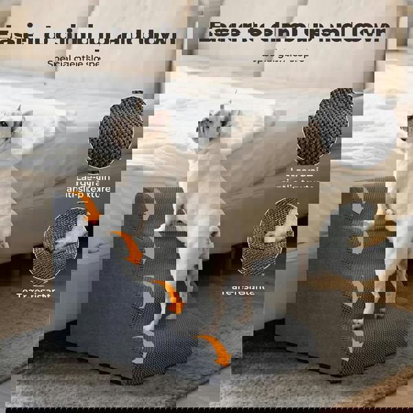 Skylos Dog Ramp Pet Stairs for Bed Sofa Small Senior Injured Dog 4 Step Washable