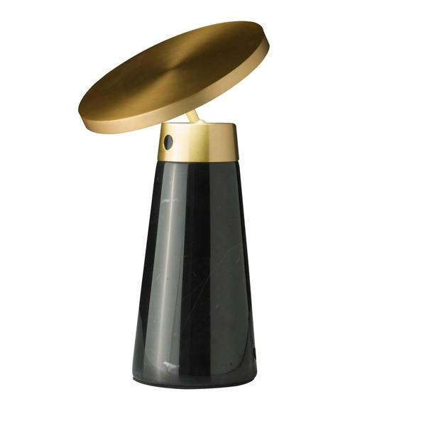 Angel Cerdá Table Lamp in Black Marble and Golden Steel 8028