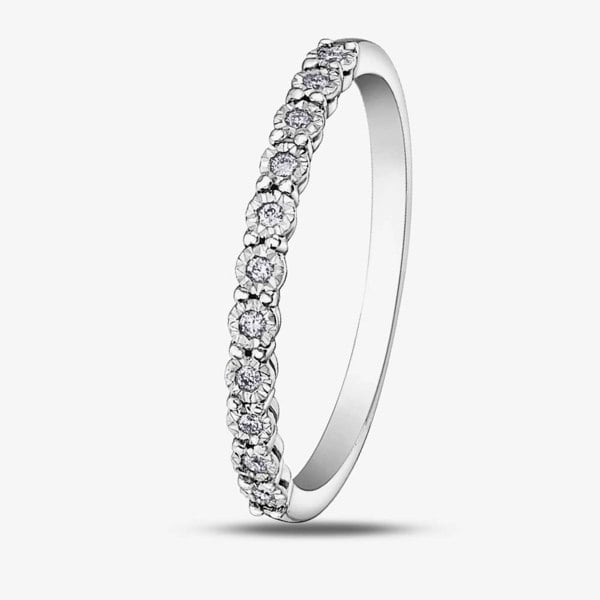 T. H. Baker 9ct White Gold 0.05ct Diamond Half Eternity Ring 50L67WG/05-10 9W