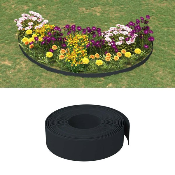Berkfield Garden Edgings 2 pcs Black 10 m 15 cm Polyethylene
