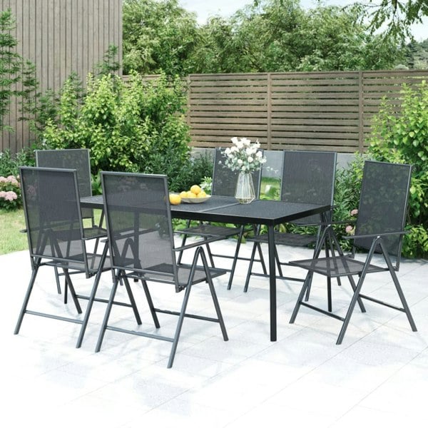 Berkfield 7 Piece Garden Dining Set Anthracite Steel