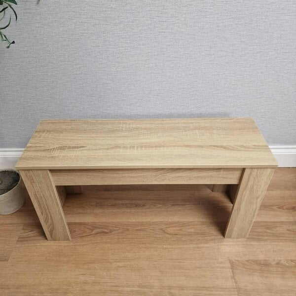 Kosy Koala Rectangular Dining Table Set with 4 Beige Velvet Chairs & Bench, Light Wood-Effect, 140cm