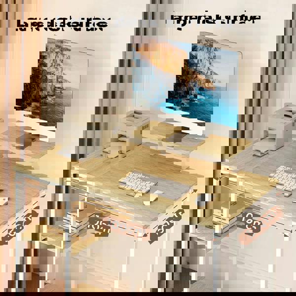 Levede Computer Desk Home Office Table with Storage Shelves Monitor Stand Oak